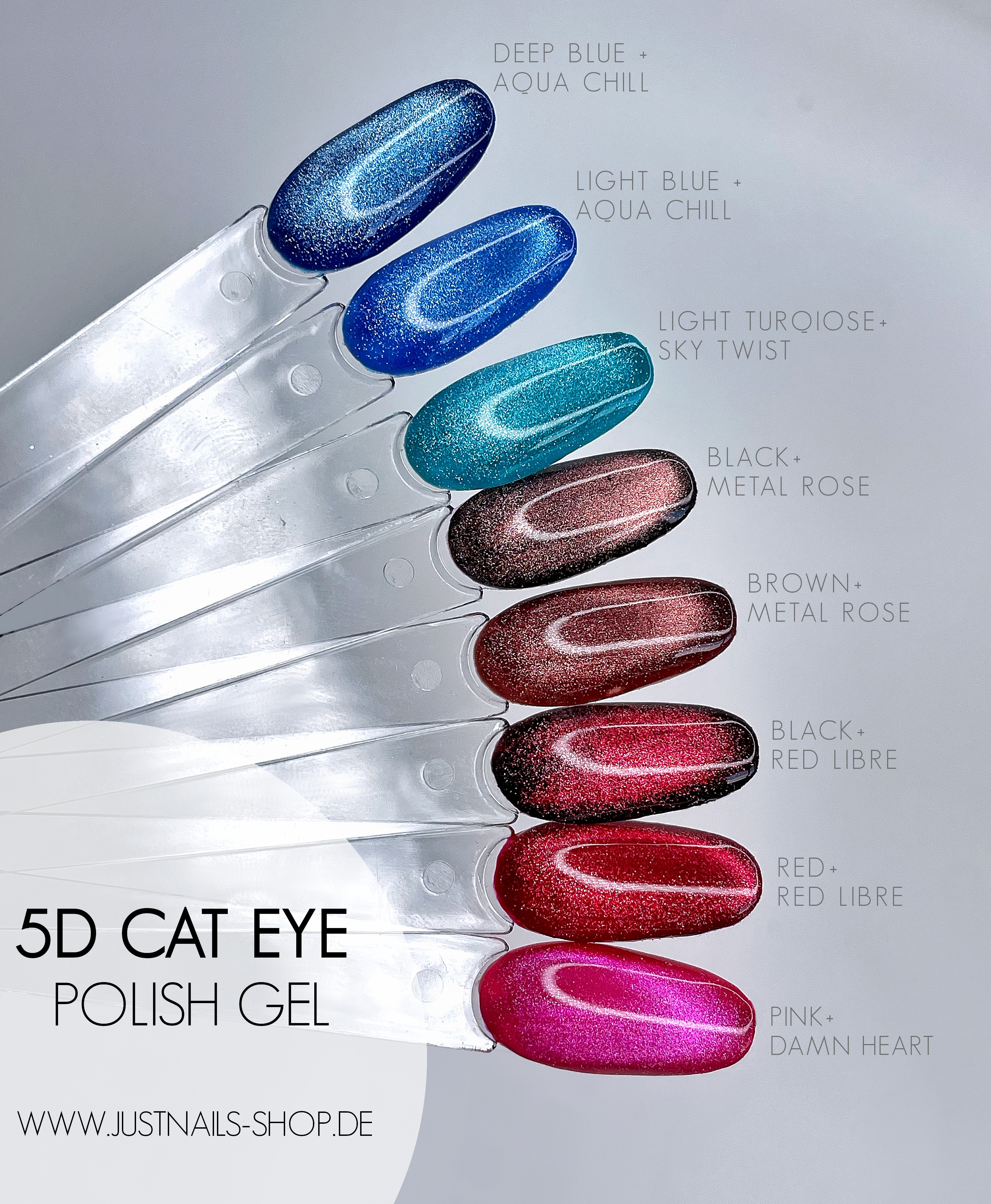 JUSTNAILS Geelilakka 5D Cat Eye RED LIBRE